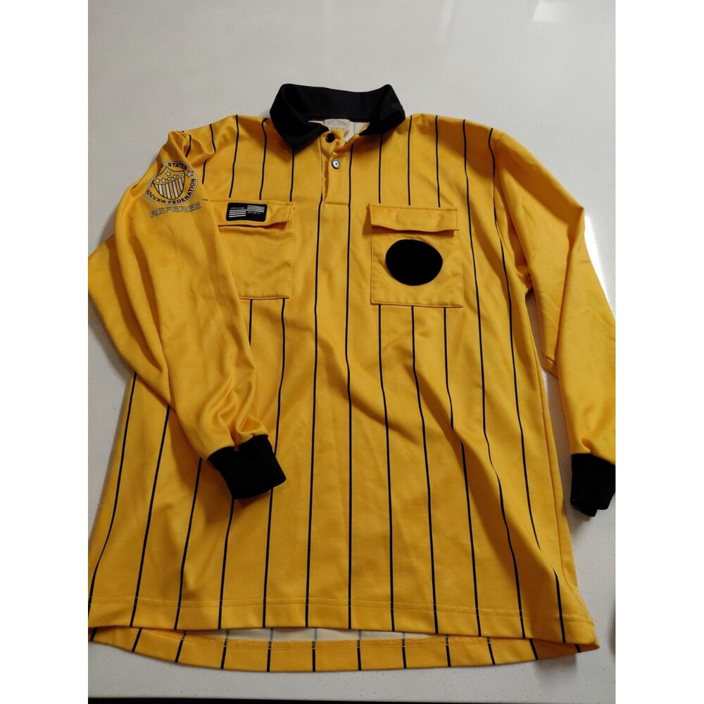 Official Sports USSF Soccer Referee Program Jersey Yellow Long Sleeve Medium M